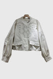 Embroidered Lace Mock Neck Puff Sleeve Jacket