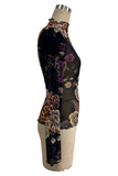 Sheer Floral Mock Neck Long Sleeve Blouse