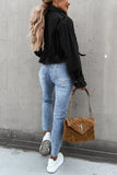 Zip-Front Crop Jacket with Side Ties