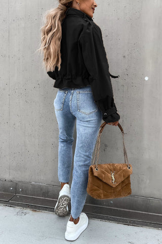 Zip-Front Crop Jacket with Side Ties