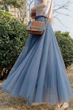Sheer Tulle High-Waist A-Line Midi Skirt