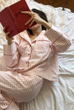 Plaid Long Sleeve Button-Front Pajama Set