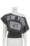 Graphic Off-Shoulder T-Shirt