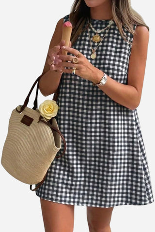 Sleeveless Gingham Dress