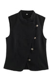 Stand Collar Asymmetric Button Vest