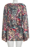 Animal Print Bell Sleeve Mini Casual Dress