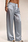Satin High-Waist Wide-Leg Casual Pants