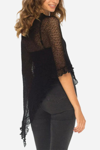 Sheer Asymmetric Hem Blouse