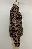 Leopard Print Button-Front Long Sleeve Jacket