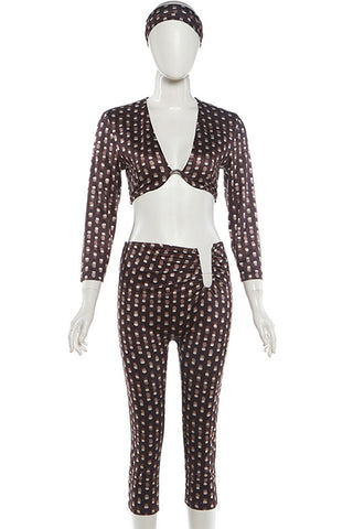 Sheer Polka Dot Ring Front Pants Set