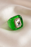 Square Gemstone Resin Statement Ring