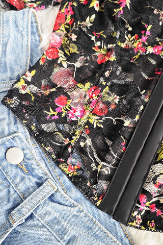 Floral Puff Sleeve Crop Blouse