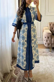Ocean-Inspired Print Midi Dress