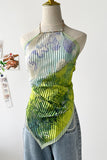 Pleated Halter Tank Top
