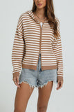 Striped Zip-Up Hooded Knit Cardigan