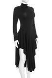Mock Neck Long Sleeve Asymmetrical Casual Dress