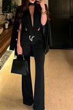 Deep V-Neck Cutout Ruched Jumpsuit