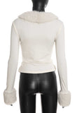 Faux Fur Trim V-Neck Crop Top