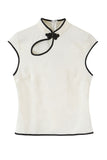 Mandarin Collar Sleeveless Polo Top