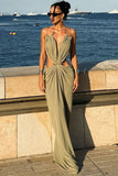 Cutout Metal Ring Deep V Dress