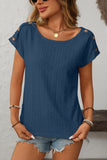 Button-Accent Eyelet T-Shirt