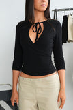 Tie-Neck Wrap Front Crop Top