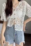 Floral Lace Button-Front Blouse