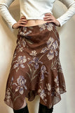 Floral Midi Skirt with Asymmetric Hem