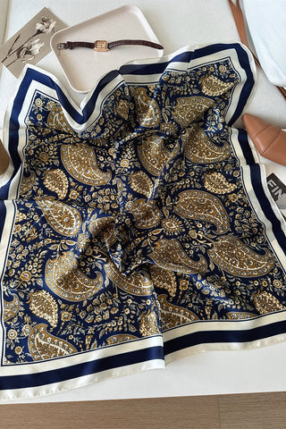 Paisley Print Satin Square Scarf