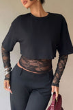 Lace Sleeve Crop T-Shirt