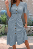 Button-Front Casual Midi Dress