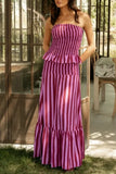 Striped Peplum Skirt Set