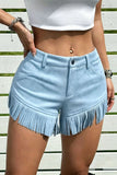 Fringe Hem Casual Shorts