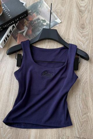 Square Neck Letter Graphic Tank Top