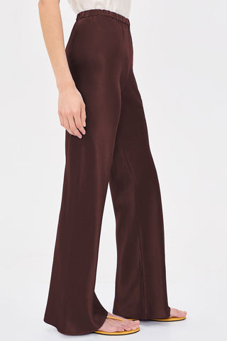 Satin Smocked Waist Wide-Leg Casual Pants