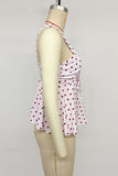 Polka Dot Sweetheart Neck Ruched Tank