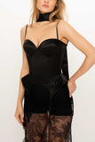Mock Neck Sweetheart Corset Cami
