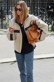 Colorblock Zip-Up Stand Collar Jacket
