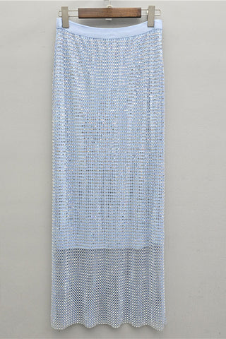 Sparkle Embellished Straight Midi Skirt