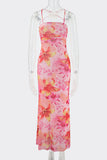 Floral Tie-Back Open Back Maxi Vacation Dress