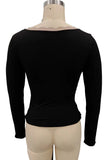 Lace Trim V-Neck Long Sleeve Top