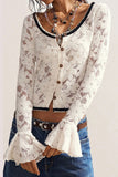 Lace Ruffle Sleeve Button-Front Blouse