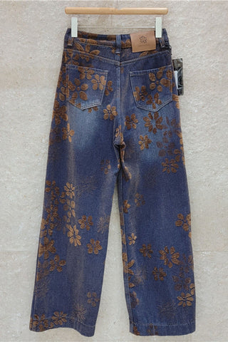 Floral Print High-Waist Baggy Jeans