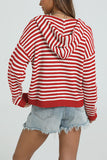 Striped Zip-Up Hooded Knit Cardigan