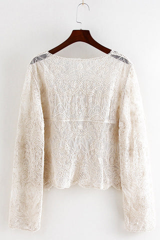 Button-Front Lace Blouse