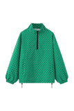 Polka Dot Half-Zip Pullover Jacket