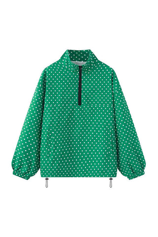 Polka Dot Half-Zip Pullover Jacket