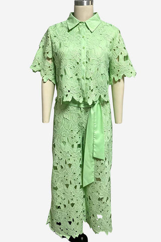 Floral Lace Pants Set