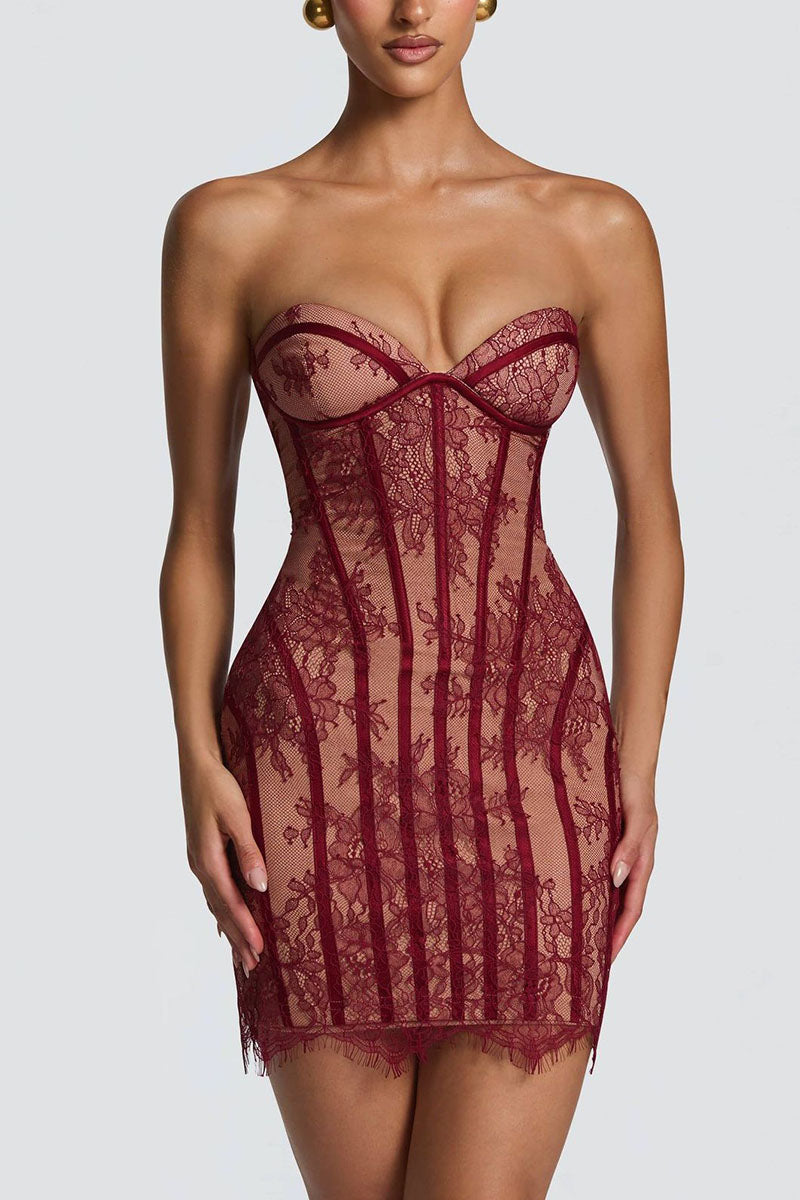 Lace Corset-Style Mini Dress