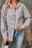 Plaid Hooded Button-Front Shirt